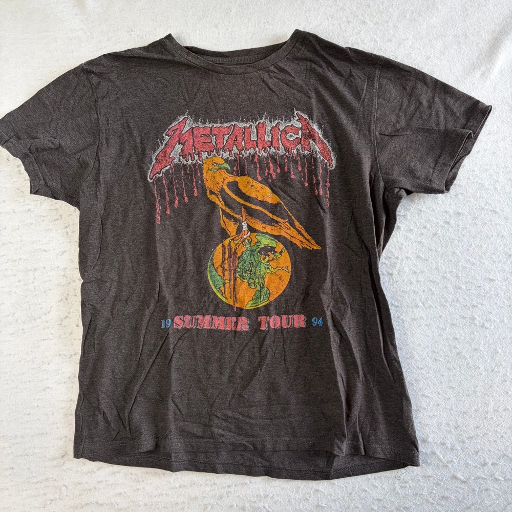 Metallica Graphic T-Shirt Mens Medium Charcoal Grey 1994 Summer Tour Eagle Print